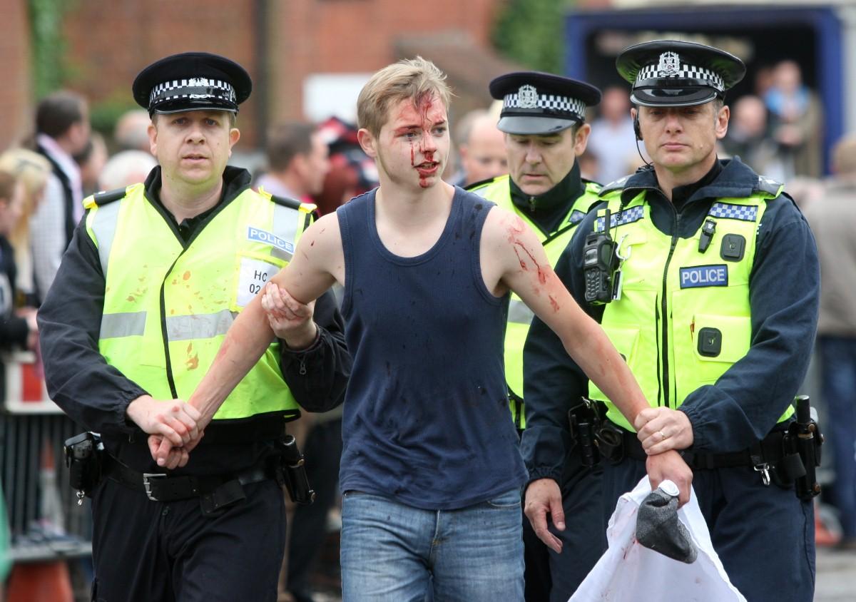 The Year in Pictures - 2013 - police made arrests following a fight at Wickham Horse Hair. May 20, 2013.