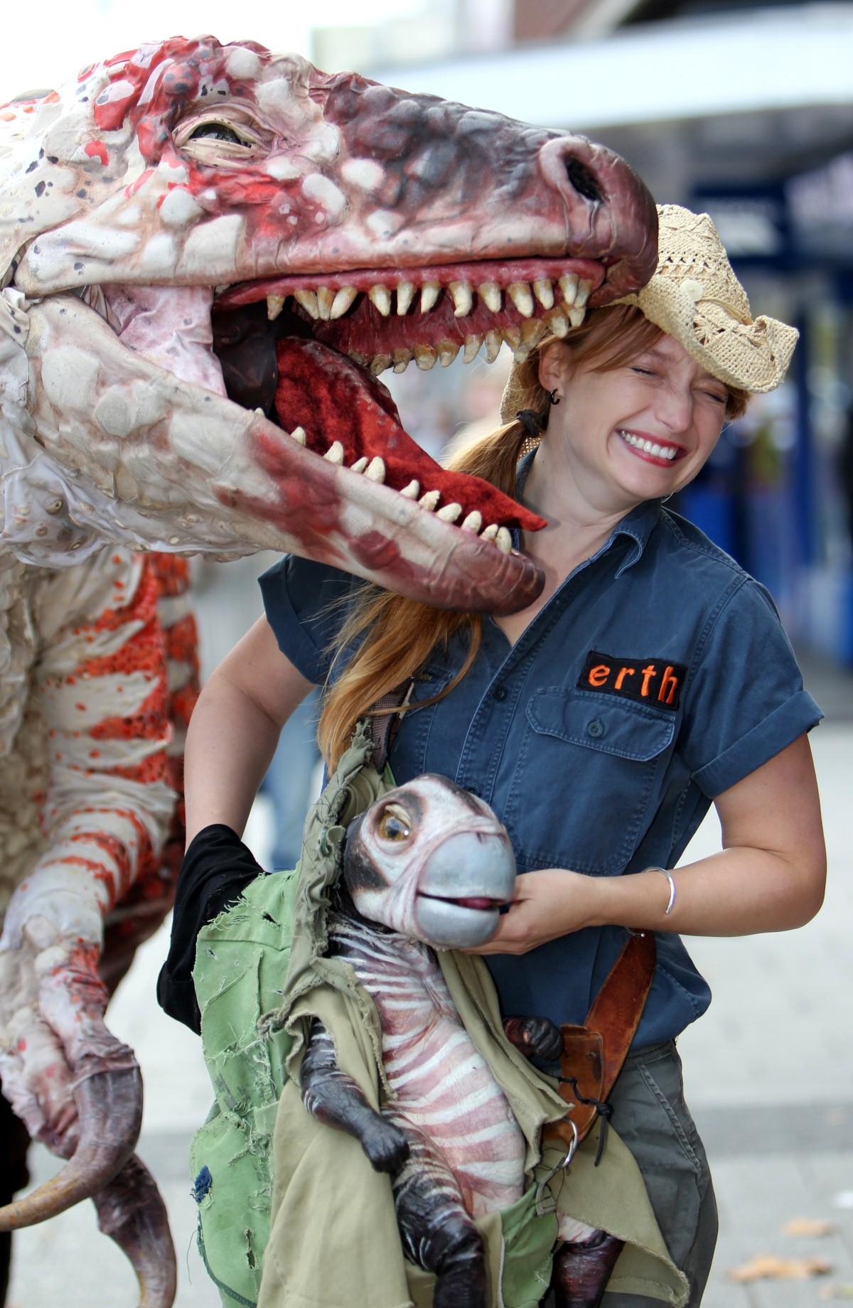 The Year in Pictures - 2013 - Dinosaur Zoo came to The Mayflower. Zookeeper Lindsey Chaplin. October 10, 2013.
