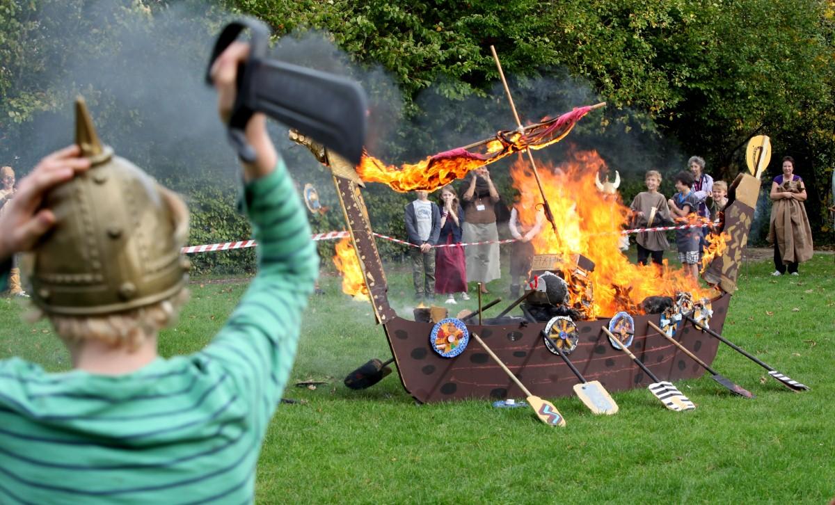 The Year in Pictures - 2013 - Pupils from Highfield Primary School held a viking funeral. October 29, 2013.