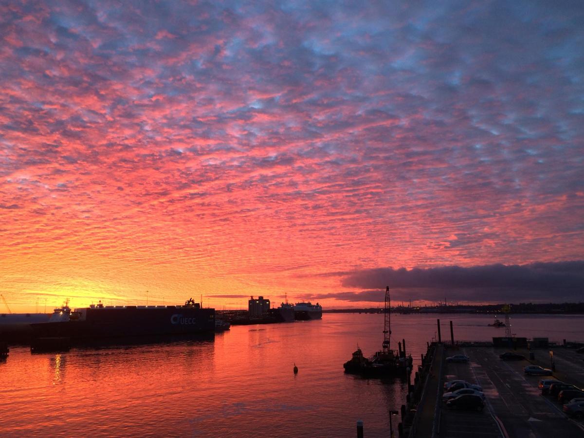 A red sky over Town Quay yesterday morning by Daily Echo reader Jack Pearce. Caught on Camera for January 5, 2014.