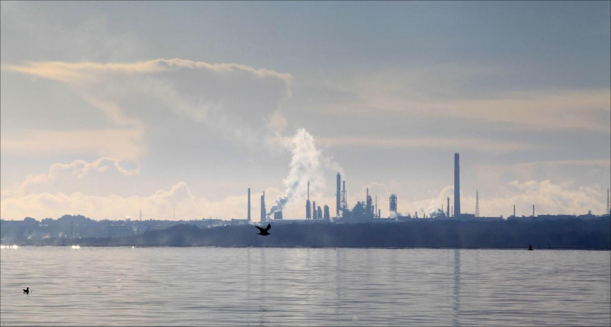 Southampton Water looking over to the Fawley oil refinery. Caught on Camera for January 13, 2014.