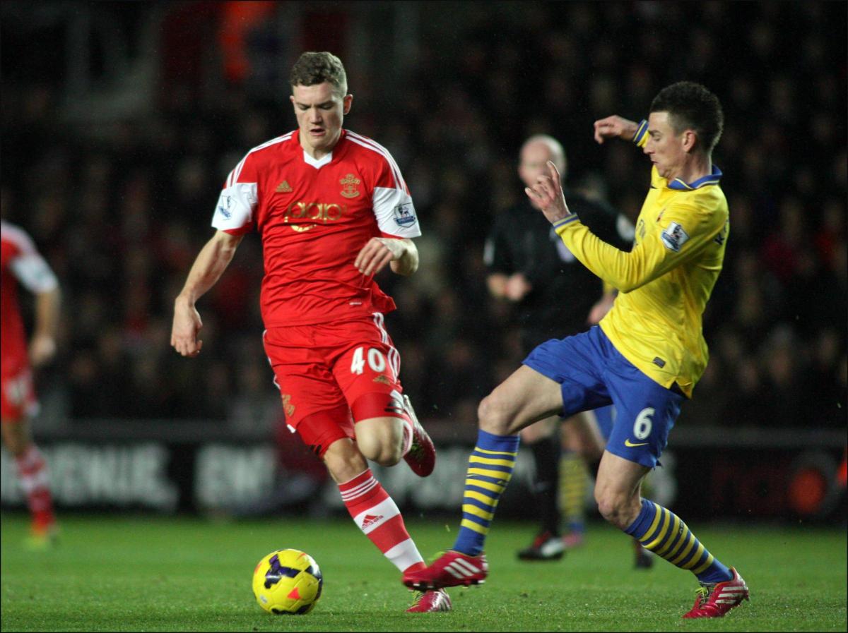 Picture from the Barclay's Premier League clash between Saints and Arsenal at St Mary's Stadium. The unauthorised downloading, copying, editing, or distribution of this image is strictly prohibited.