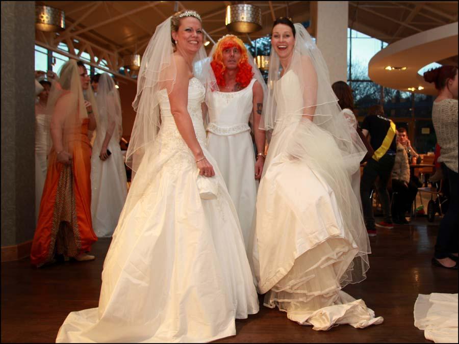 Scores of brides assembled at Haskins Garden Centre to try to break the world record for the most brides assembled in one place.