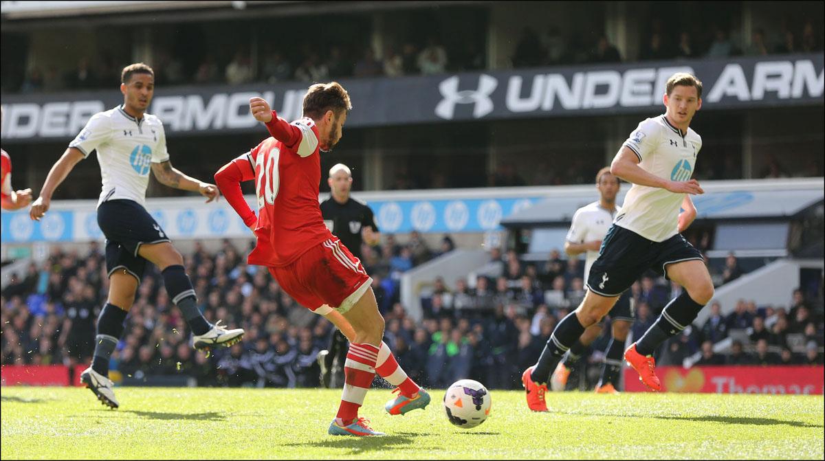Pictures from the Barclays Premier League clash between Tottenham Hotspur and Saints at White Hart Lane. The unauthorised downloading, editing, copying, or distribution of this image is strictly prohibited.