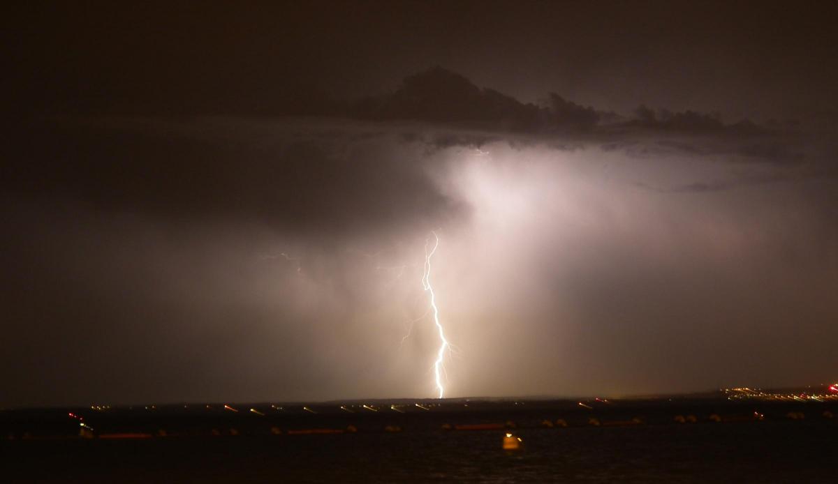 Aaron Rowe sent in these images of the storm as seen from Cowes on the Isle of Wight