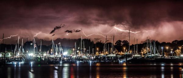 Lightning storm over the River Hamble by Piers Elliott