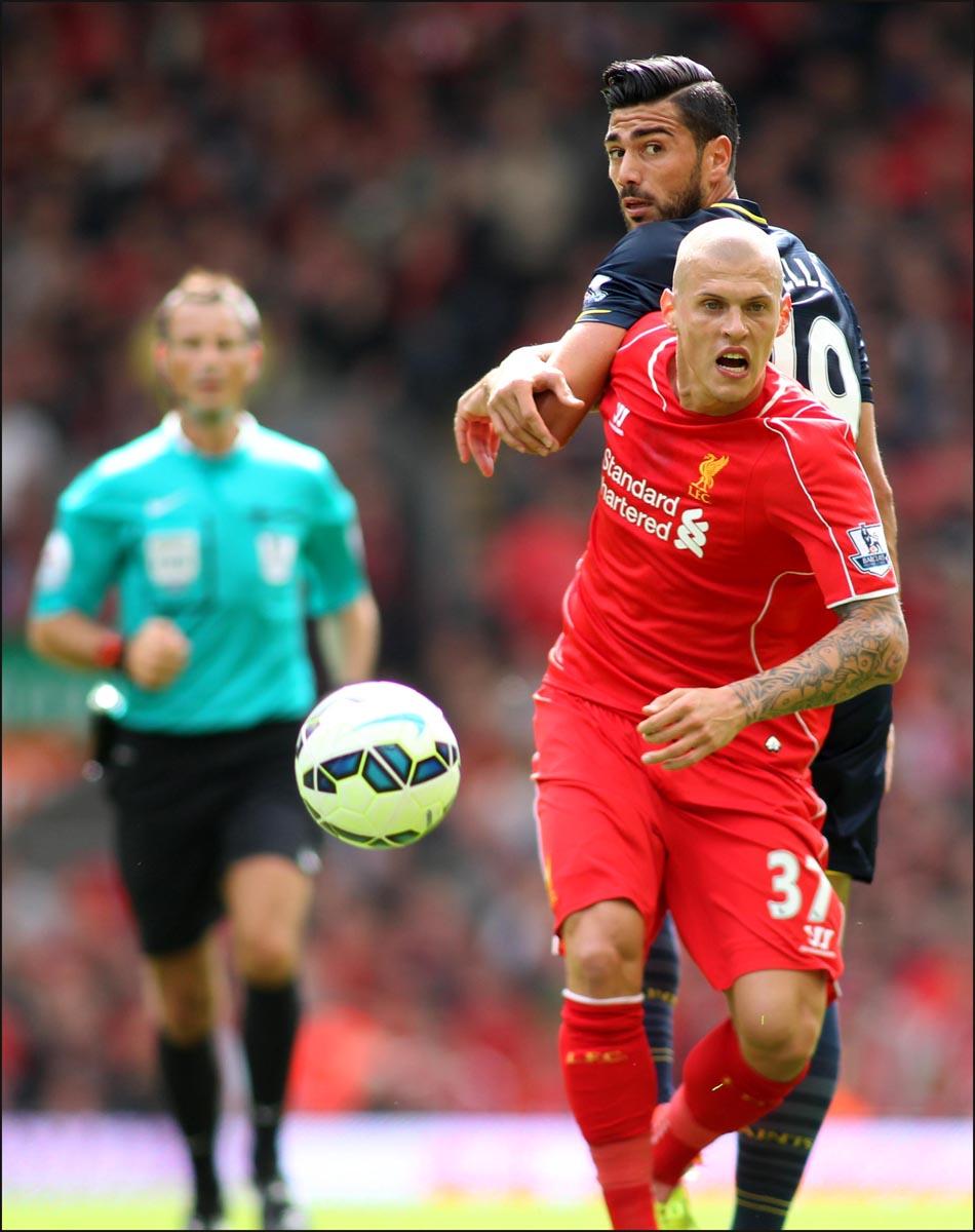 Picture from the Barclay's Premier League clash between Liverpool and Saints at Anfield. The unauthorised downloading, editing, copying or distribution of this image is strictly prohibited.
