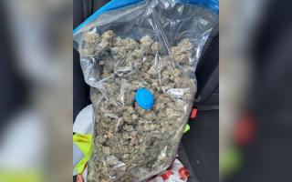 A large bag of cannabis was found in a car in Hedge End after a police chase