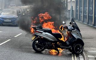 Motorcycle rider praises fire service after bike went up in flames
