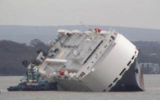 The Hoegh Osaka pictured when stranded in The Solent