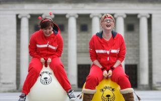 Sheri Meadows, left, and Jessica Hatchett will be ‘spacehopping’ from Chandler’s Ford to the city centre for Sport Relief.