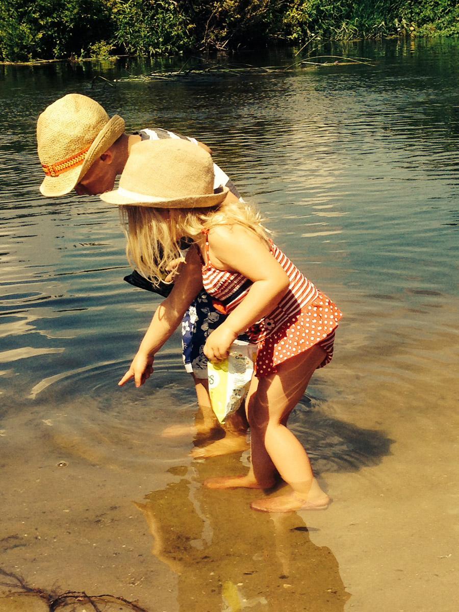 Christine Chester - Grandchildren looking for fishies in the River Stour