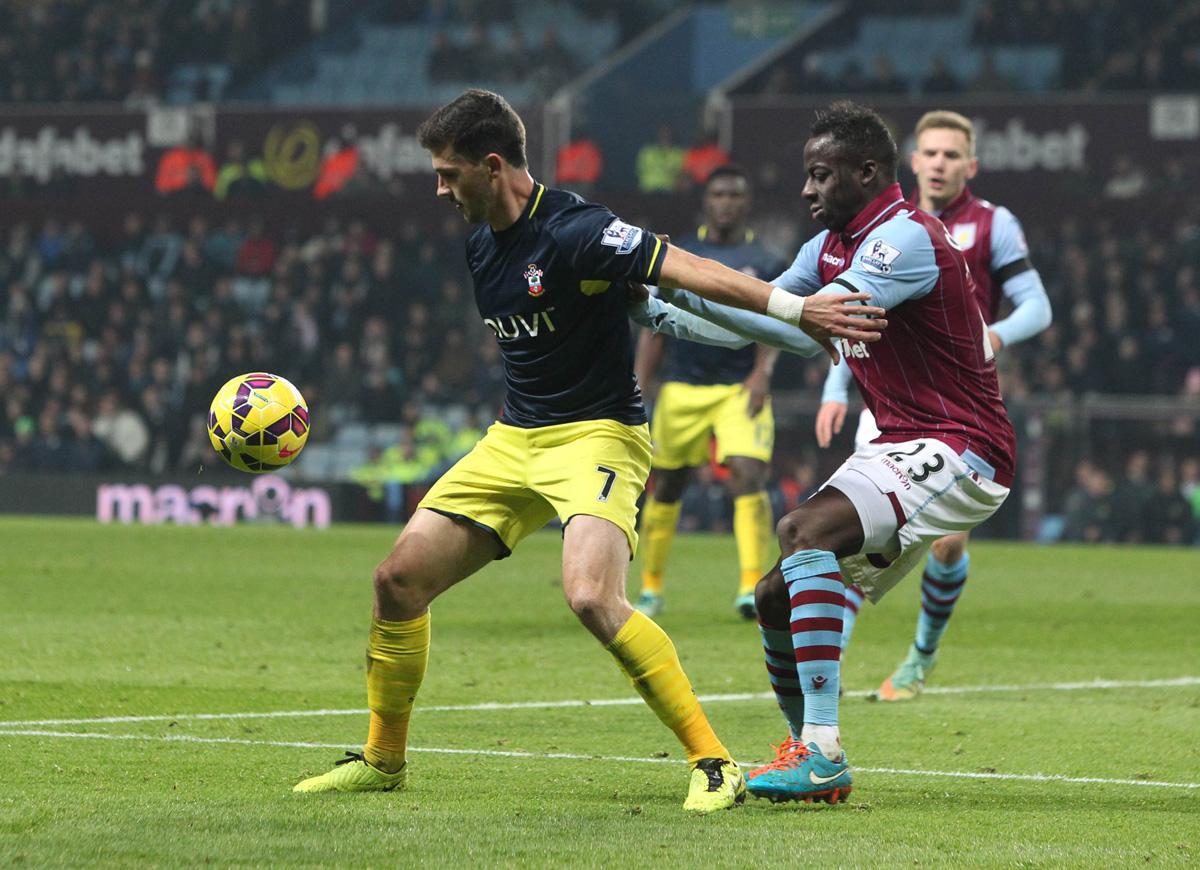 Picture from the Barclay's Premier League clash between Aston Villa and Saints. The unauthorised downloading, editing, copying or distribution of this image is strictly prohibited.