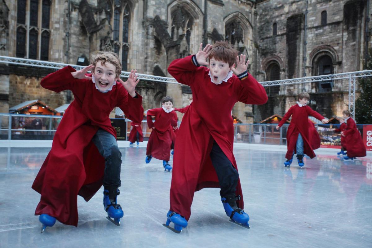 Ice Skating Choristers at Winchester Cathedral 2014 