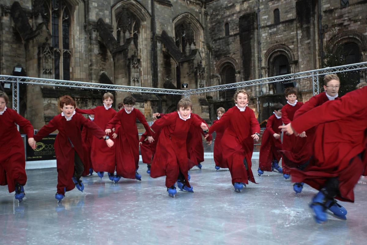 Ice Skating Choristers at Winchester Cathedral 2014 