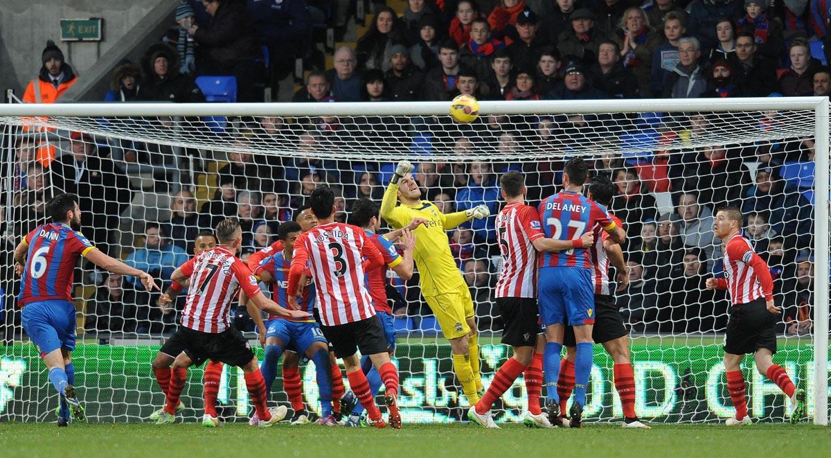 Picture from the Barclays Premier League clash between Crystal Palace and Saints. The unauthorised downloading, editing, copying or distribution of this image is strictly prohibited.
