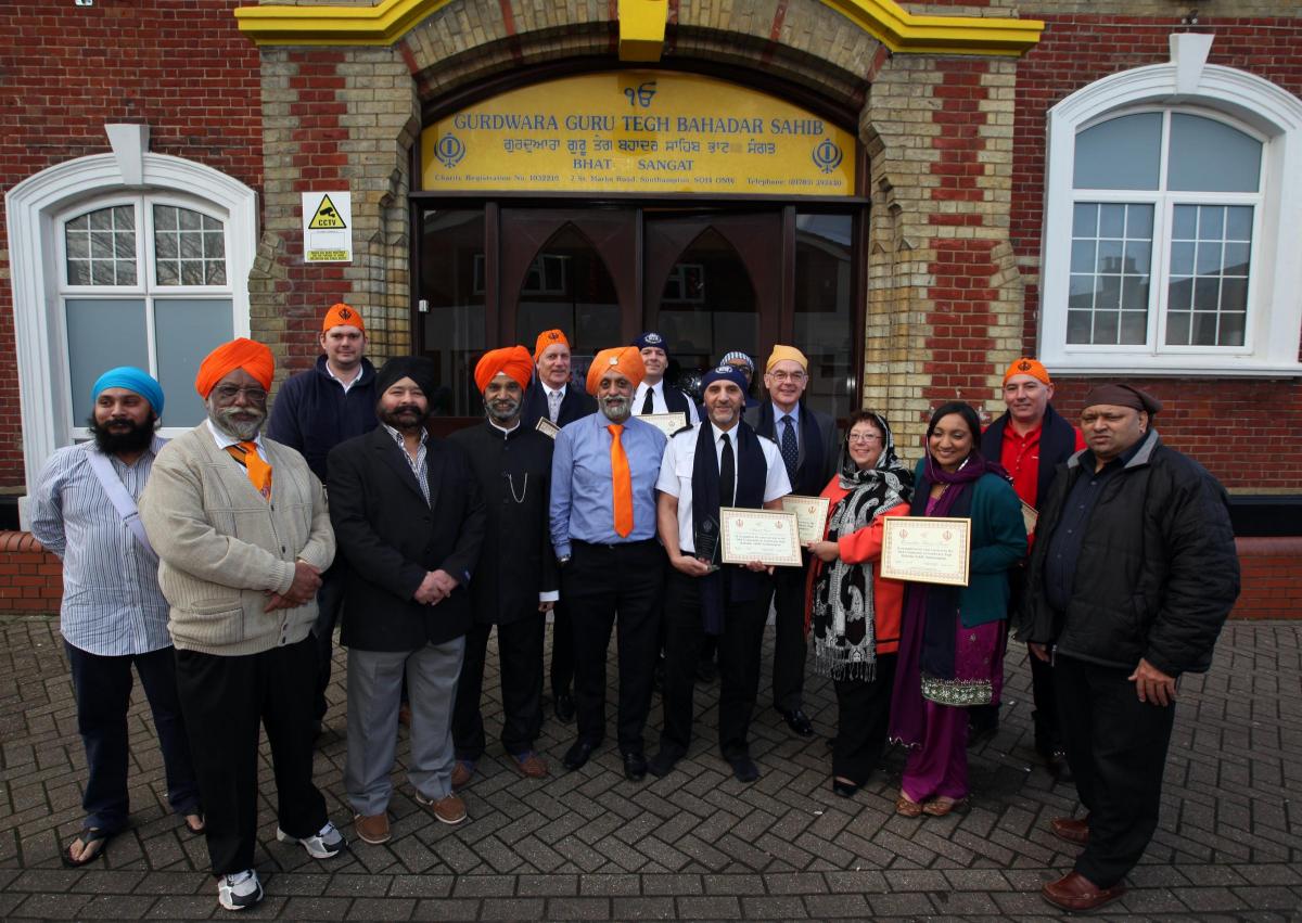 Picture of the Sikh community in Southampton honouring community stars as part of the celebration of the tenth Sikh guru Gobind Singh Ji.