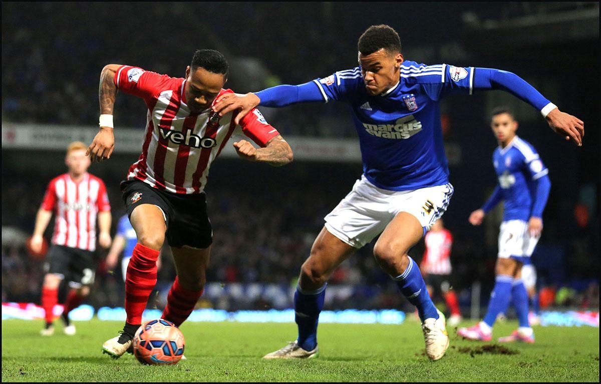 Action from Ipswich Town v Saints in their FA Cup third round replay at Portman Road.