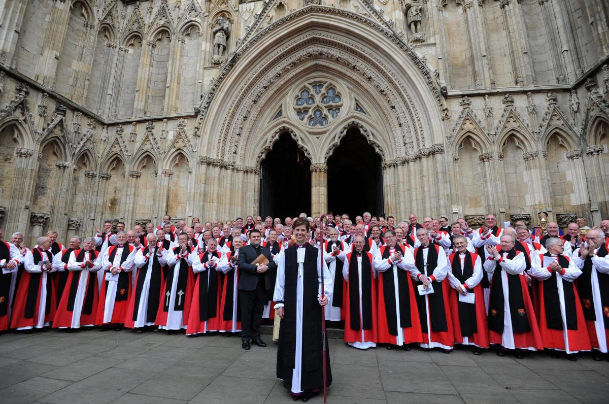 The
Rev
Libby
Lane
outside
York
Minster. Picture of the day for January 27, 2015.
