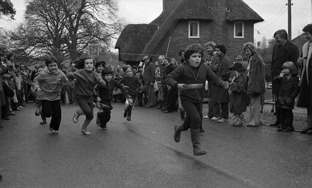 Titchbourne pancake races in on February 17, 1980