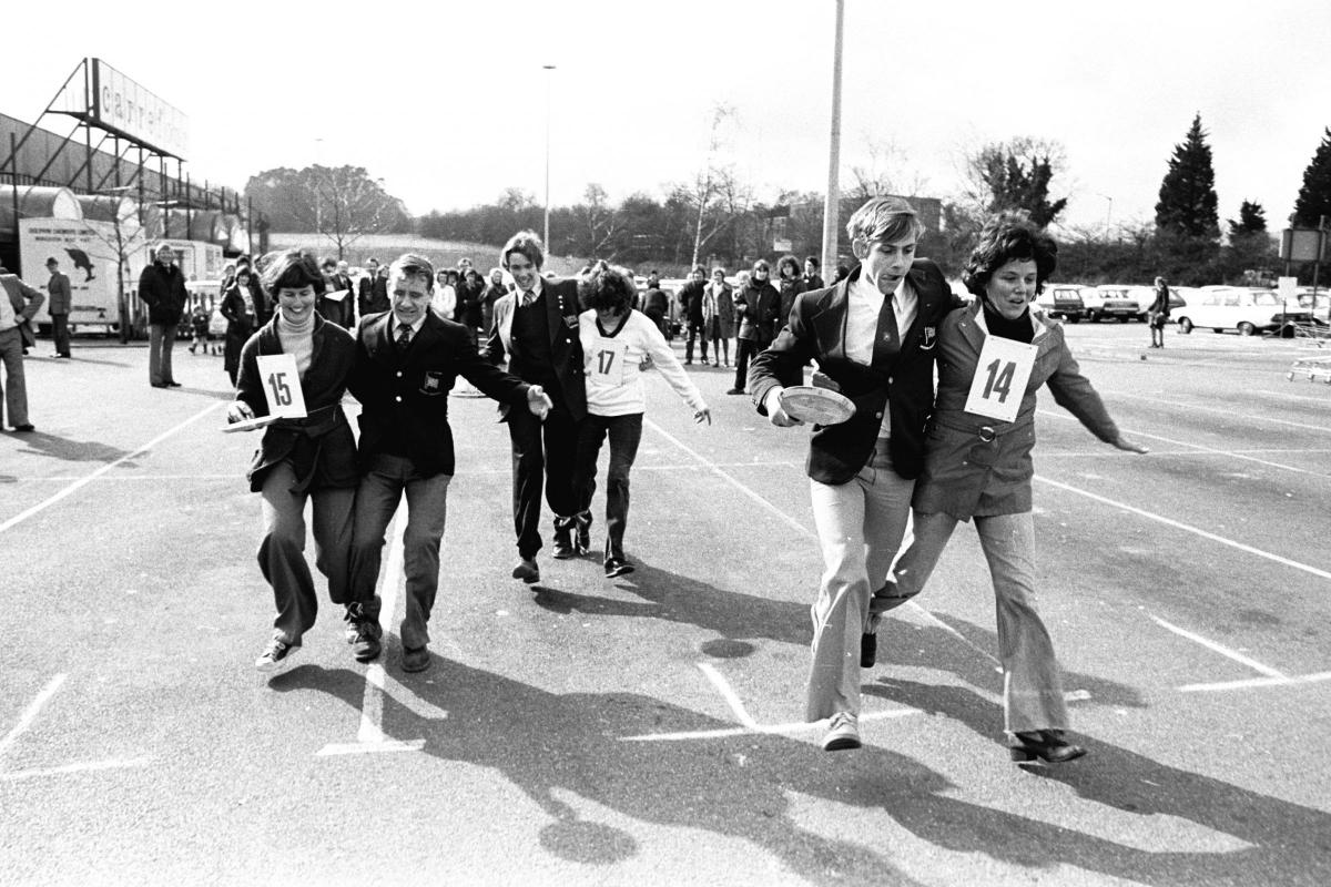 Three-legged race at Carrefour on February 27, 1979