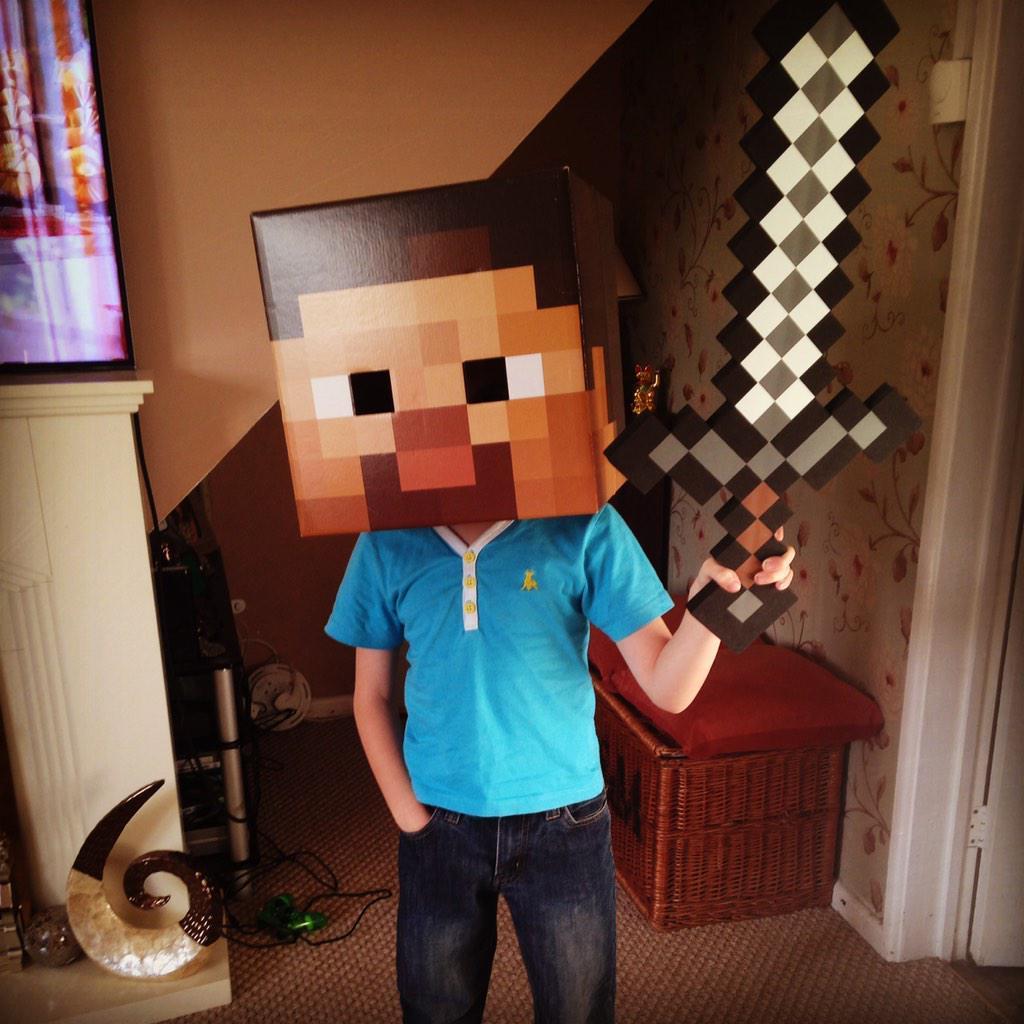 Steve from Minecraft off to school. Picture from Laura Sherman