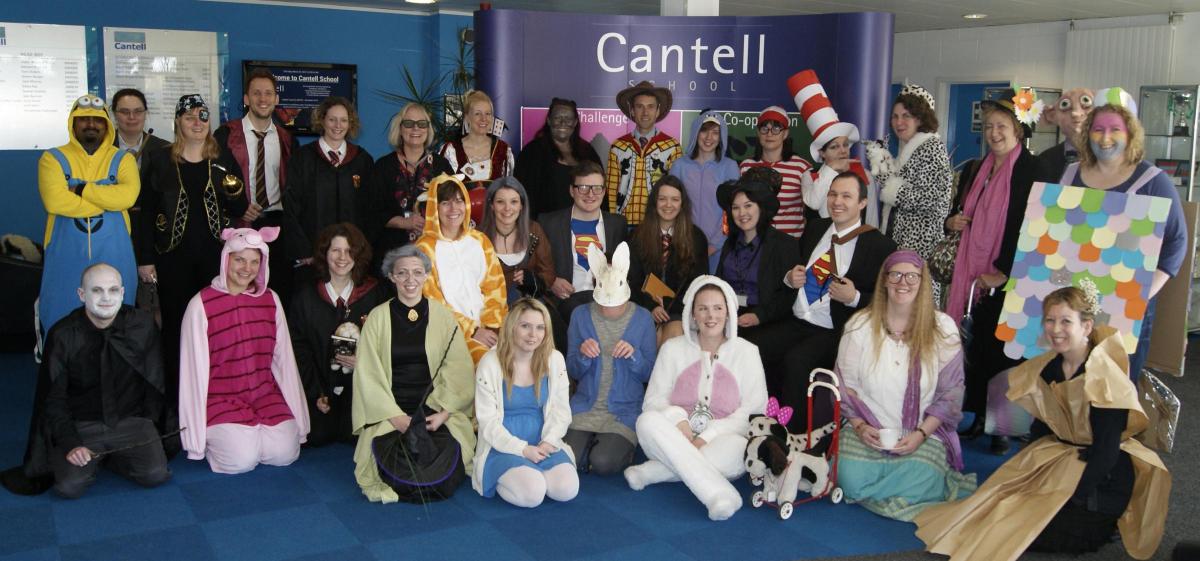 Staff at Cantell School in fancy dress.
