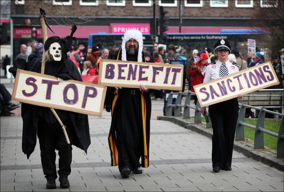 Protestors marching through Southampton against benefit sanctions