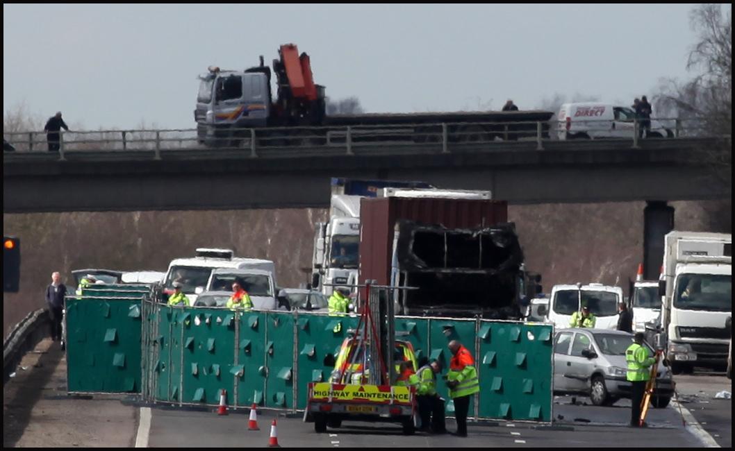 M27 Lorry Crash. By picture editor Paul Collins from the scene.