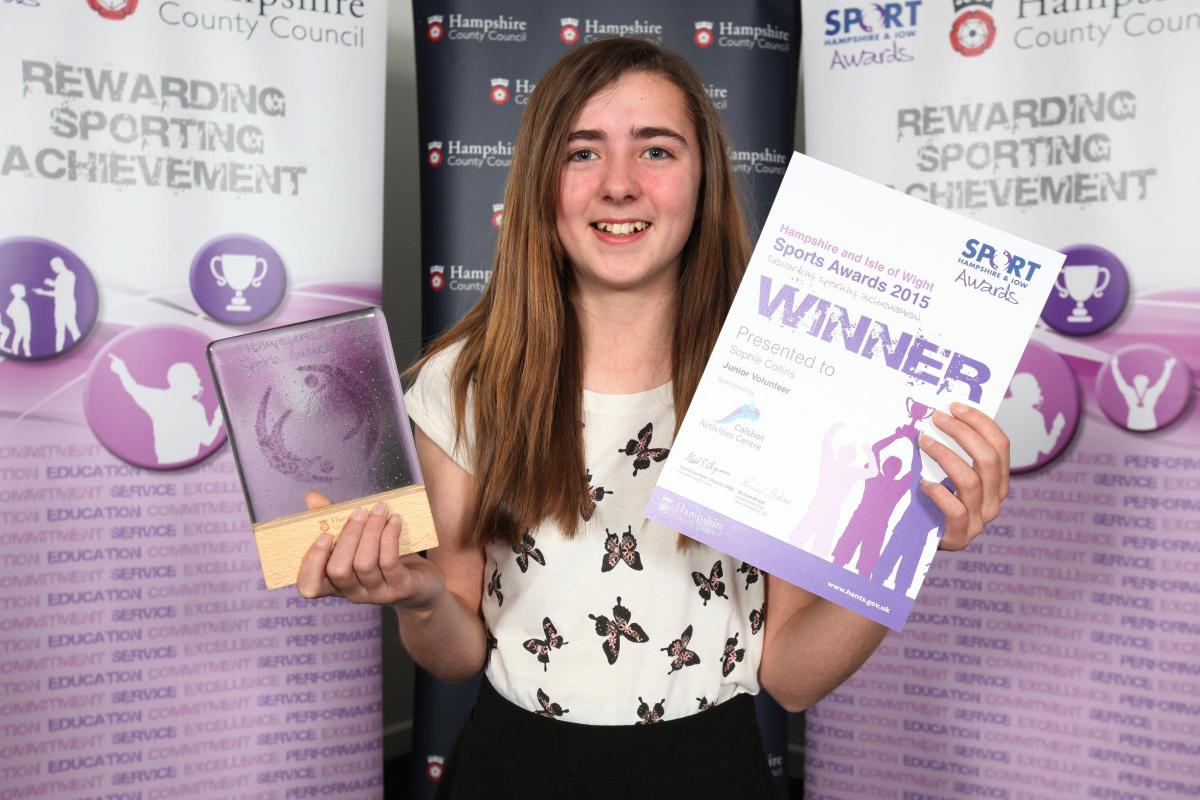 Hampshire and Isle of Wight Sports Awards. Sophie Collins, Junior Volunteer.