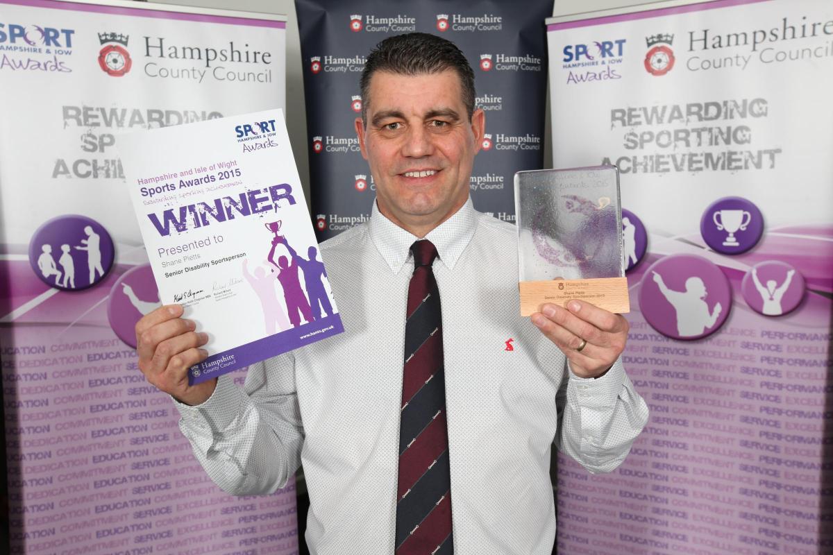 Hampshire and Isle of Wight Sports Awards. Shane Pletts, senior disability sports person.