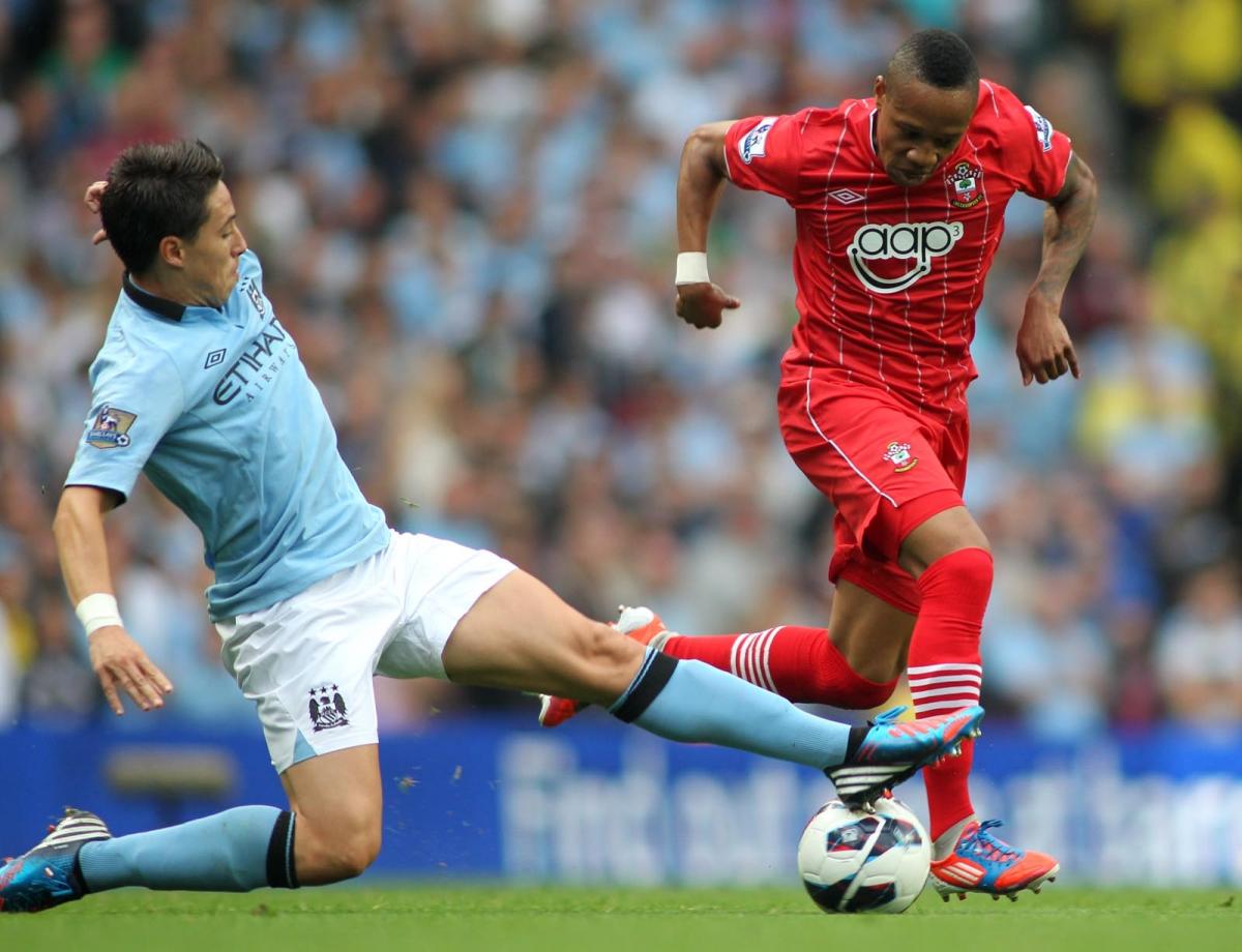 Clyne makes his debut in an impressive showing as Saints go 2-1 up at champions Man City but lose 3-2 in August 2012