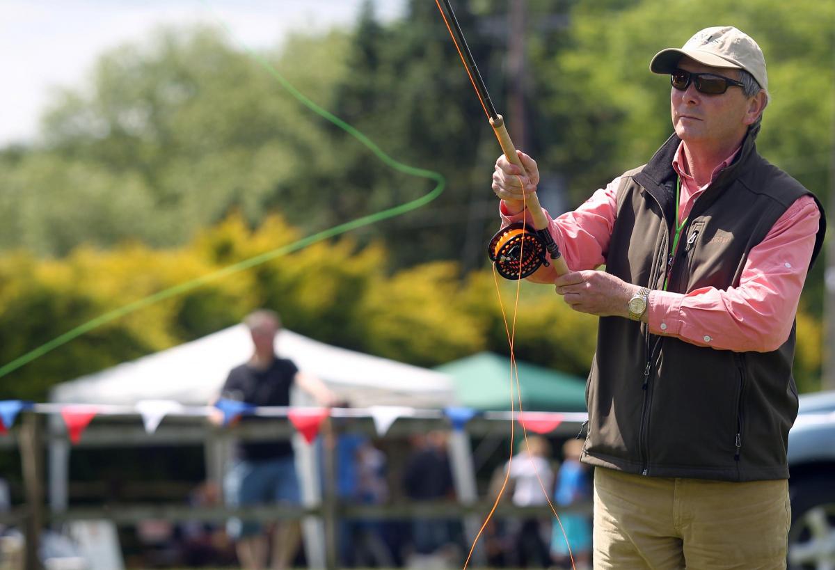West Dean Fete- Richard Banbury of Orvis demonstrates his casting skills