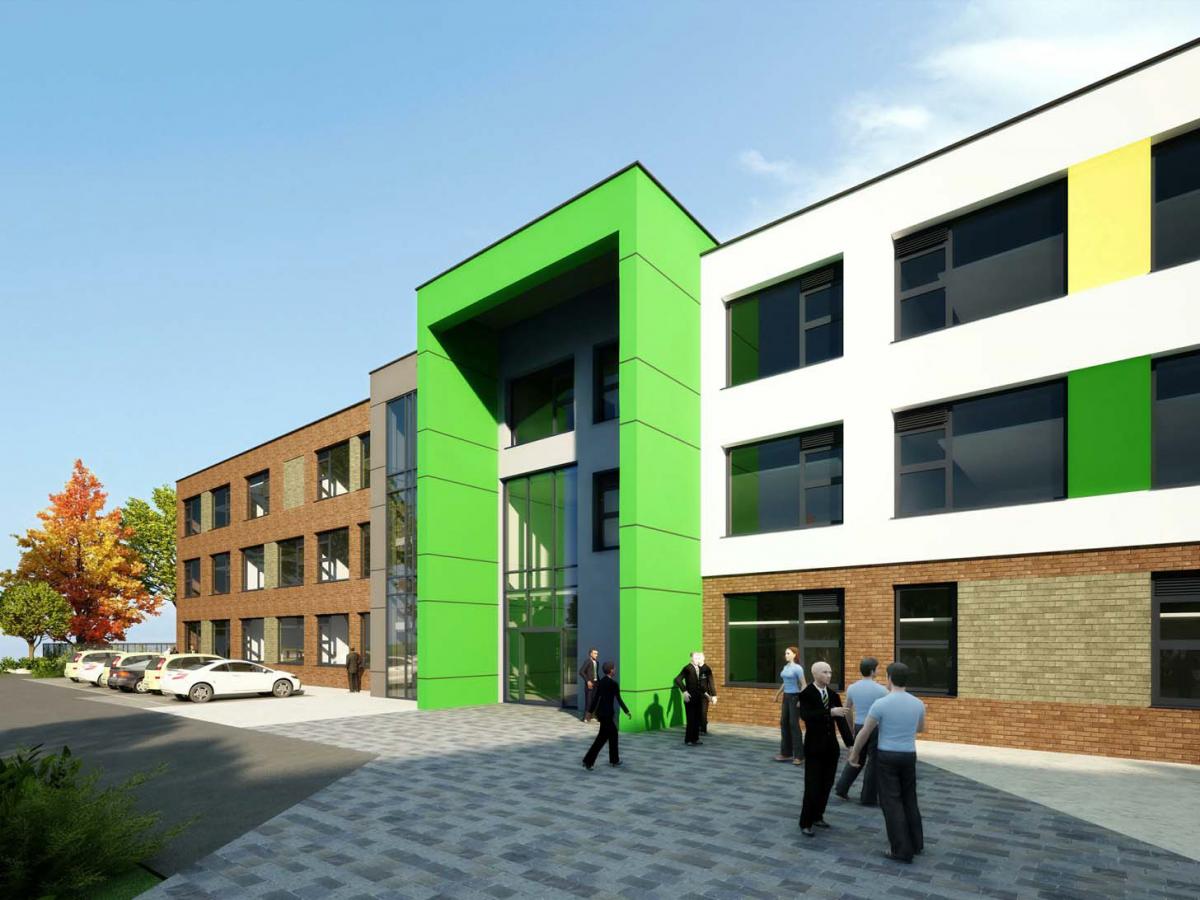 Artist impression of the exterior of Bitterne Park School's new build.
