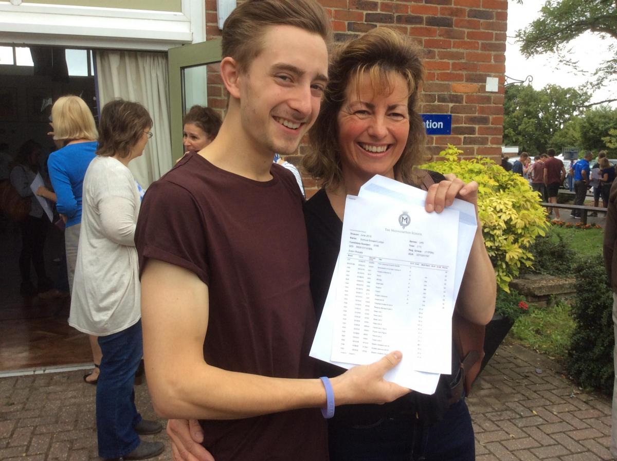 Mountbatten student Sam Lodge (4A*s and 5 As) with his Mum