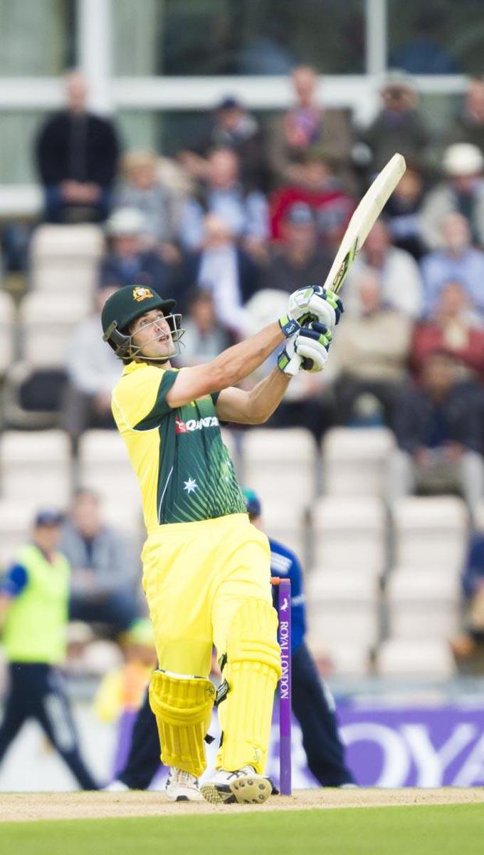 Joe Burns hitting out for the Aussies earlier