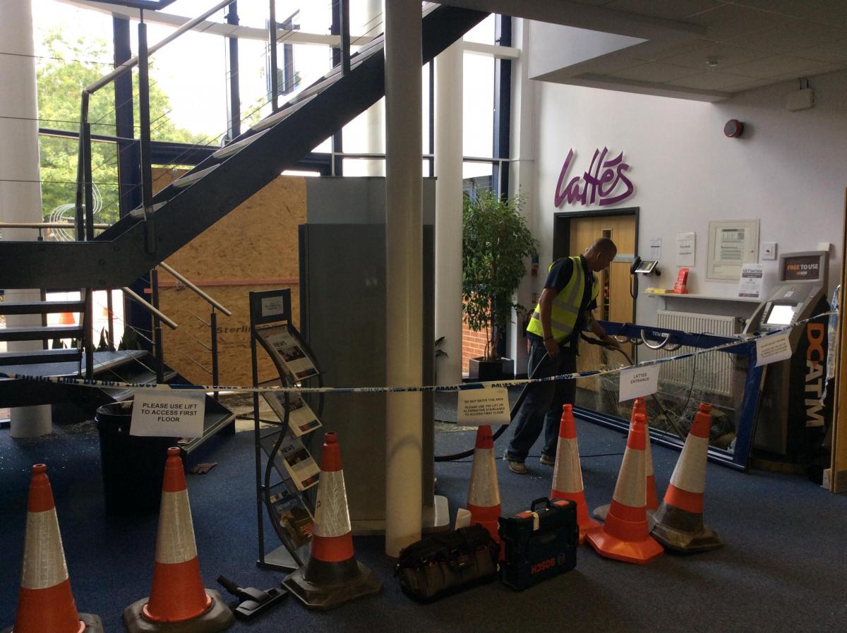 Damage caused at the University of Southampton Science Park by ram raiders