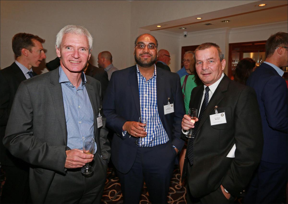 Hampshire Chamber of Commerce hosted a Boatshow lunch at the Grand Harbour Hotel in Southampton. Tony Cooper, Amarjit Singh and David Bennett.