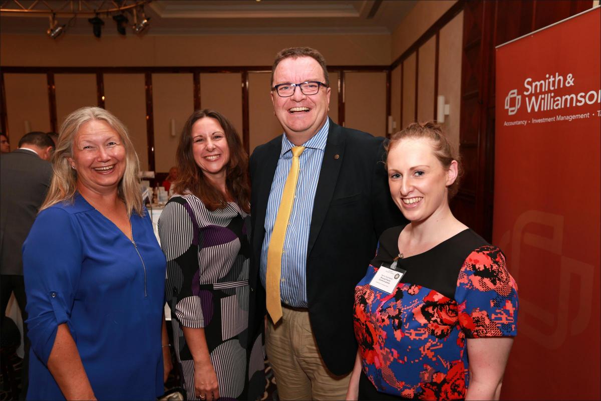 Hampshire Chamber of Commerce hosted a Boatshow lunch at the Grand Harbour Hotel in Southampton. Carline Hunter, Emma Judd, Kevin Briscoe, Harriet Southwood.