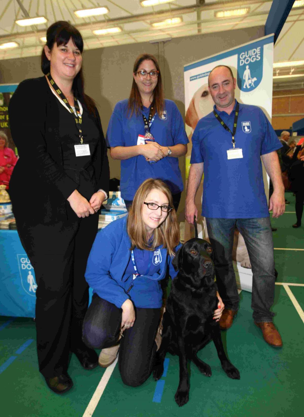 Katie Smith (front) with Thomas, then l to r, Rachael Adams, Katie Loucaides and Pete Bungay, all of Guide Dogs