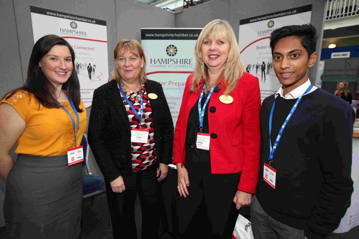 L-r, Charlotte Kelly (of W8 Data), Coral Benham and Cheryl Whitwood (both of Hampshire Chamber of Commerce) and Himanshu Karode (W8 Data).