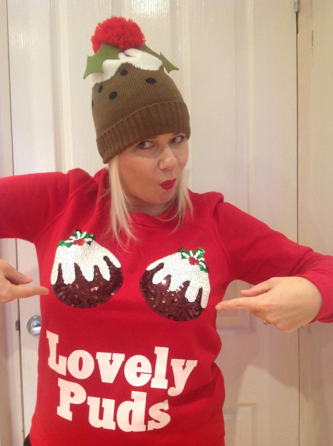 One of the entrants in Banana Moon's competition for the best Christmas jumper picture