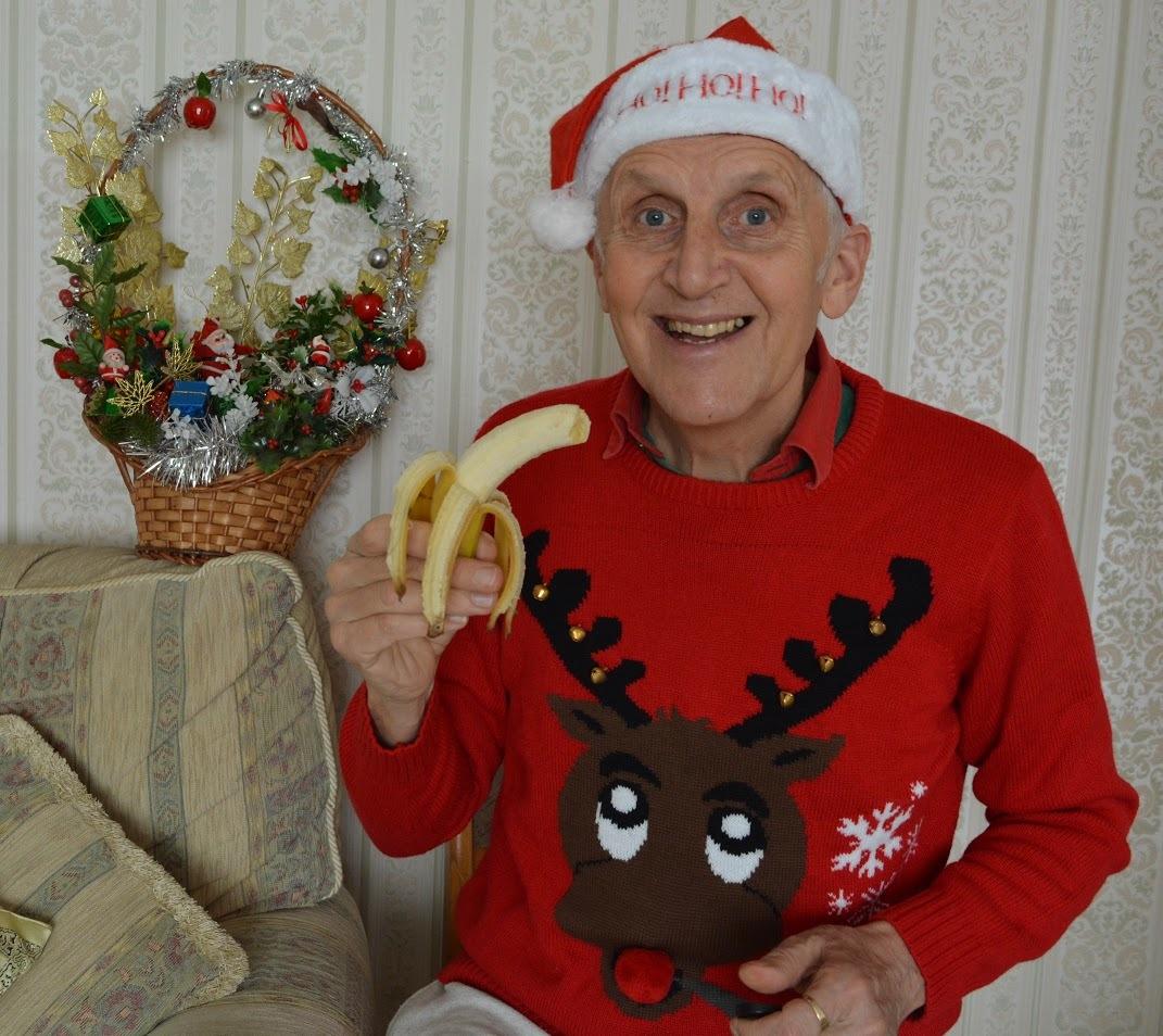 One of the entrants in Banana Moon's competition for the best Christmas jumper picture