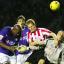 OUT OF MY WAY! Rampaging Saints centre back Michael Svensson goes forward to cause mayhem in the Leicester defence.