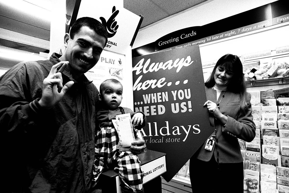 Benali buying a National Lottery ticket in 1994