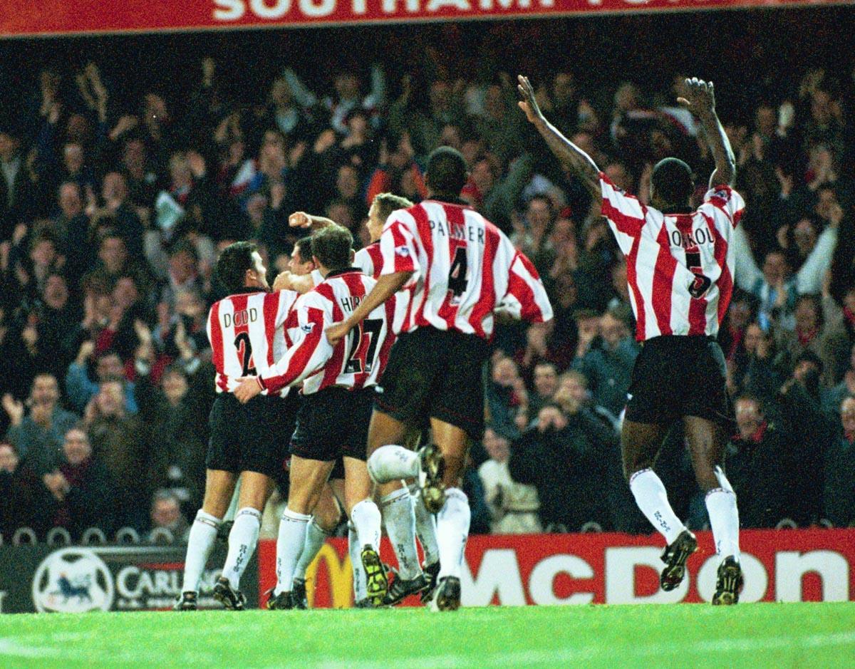 Benali being mobbed after he scored against Leicester