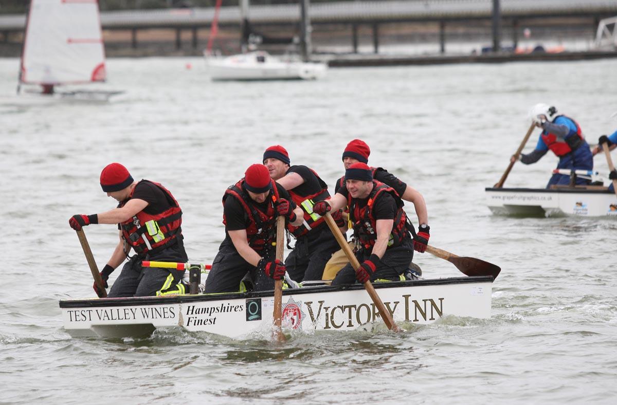 Emergency crews compete in the Hamble raft race