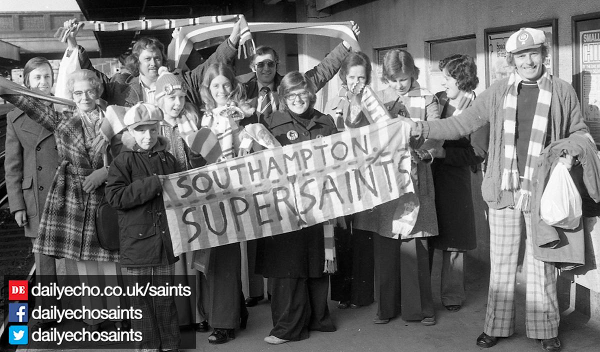 Photographs from Southampton FC's 1976 FA Cup run - Saints fans ahead of the West Bromwich Albion game