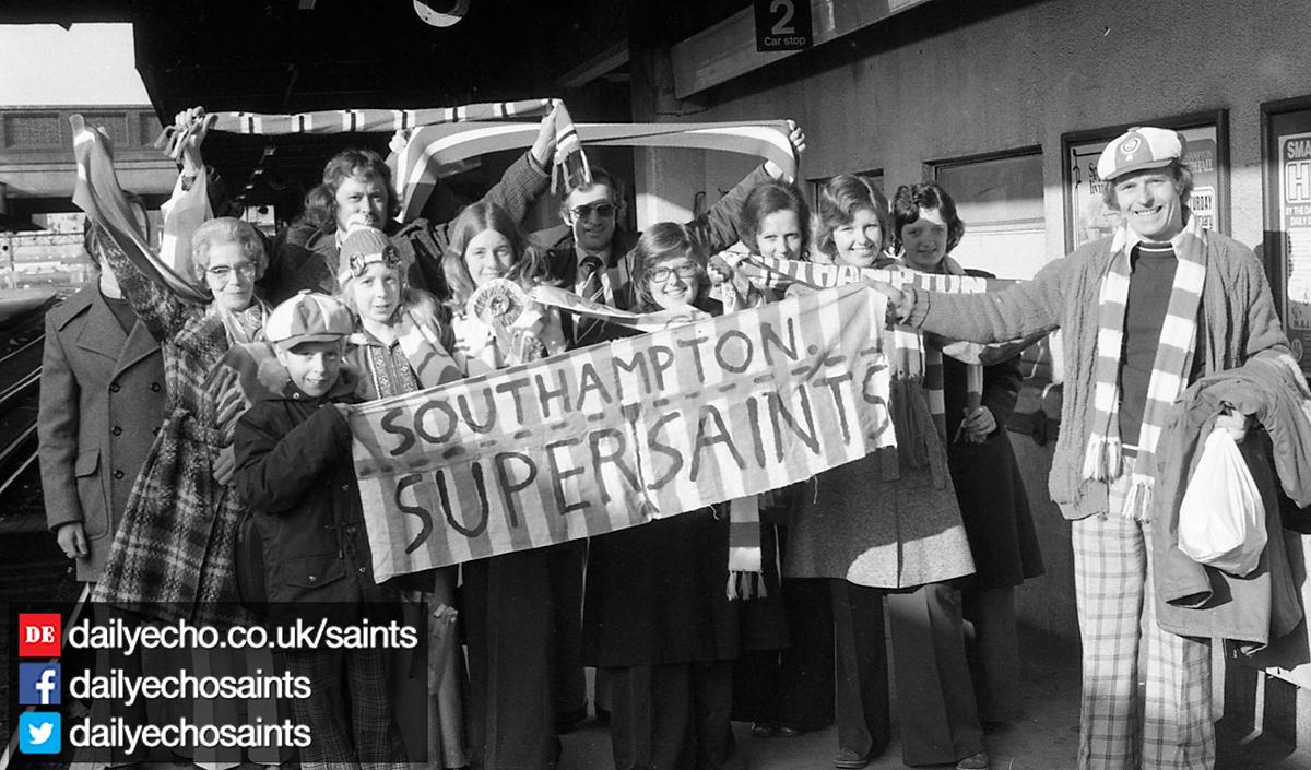 Photographs from Southampton FC's 1976 FA Cup run - Saints fans ahead of the West Bromwich Albion game