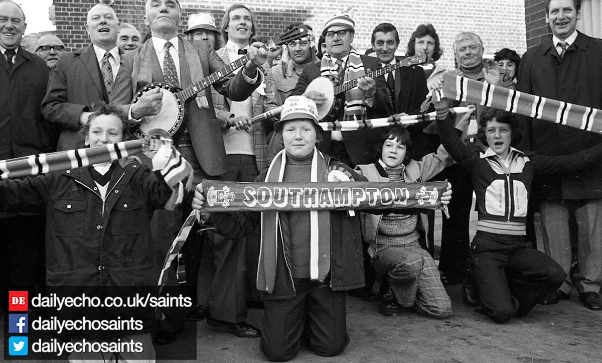 Photographs from Southampton FC's 1976 FA Cup run - Saints fans from The Running Horse ahead of the semi-final against Crystal Palace.